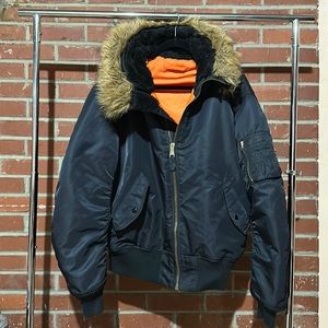 Alpha Industries MA-1 Fur Hooded Bomber Jacket